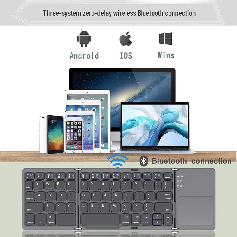 OLOEY Ultra-thin Tri-fold Bluetooth Keyboard with Touchpad