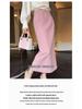 Rongtai Elegant High-Waist Lace Trim Straight Skirt with Back Slit - Women's Fashion 2026