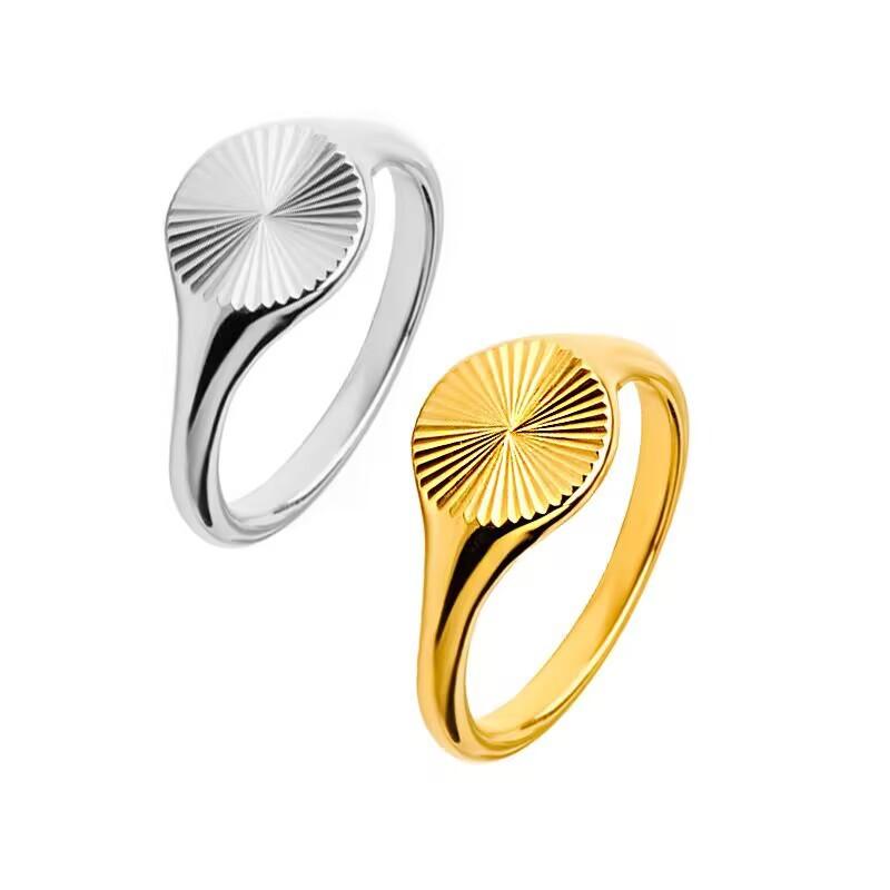 Premium Titanium Steel Ring Ins Cold Wind Sun Flower Round Index Finger Ring Fashion Couple Ring