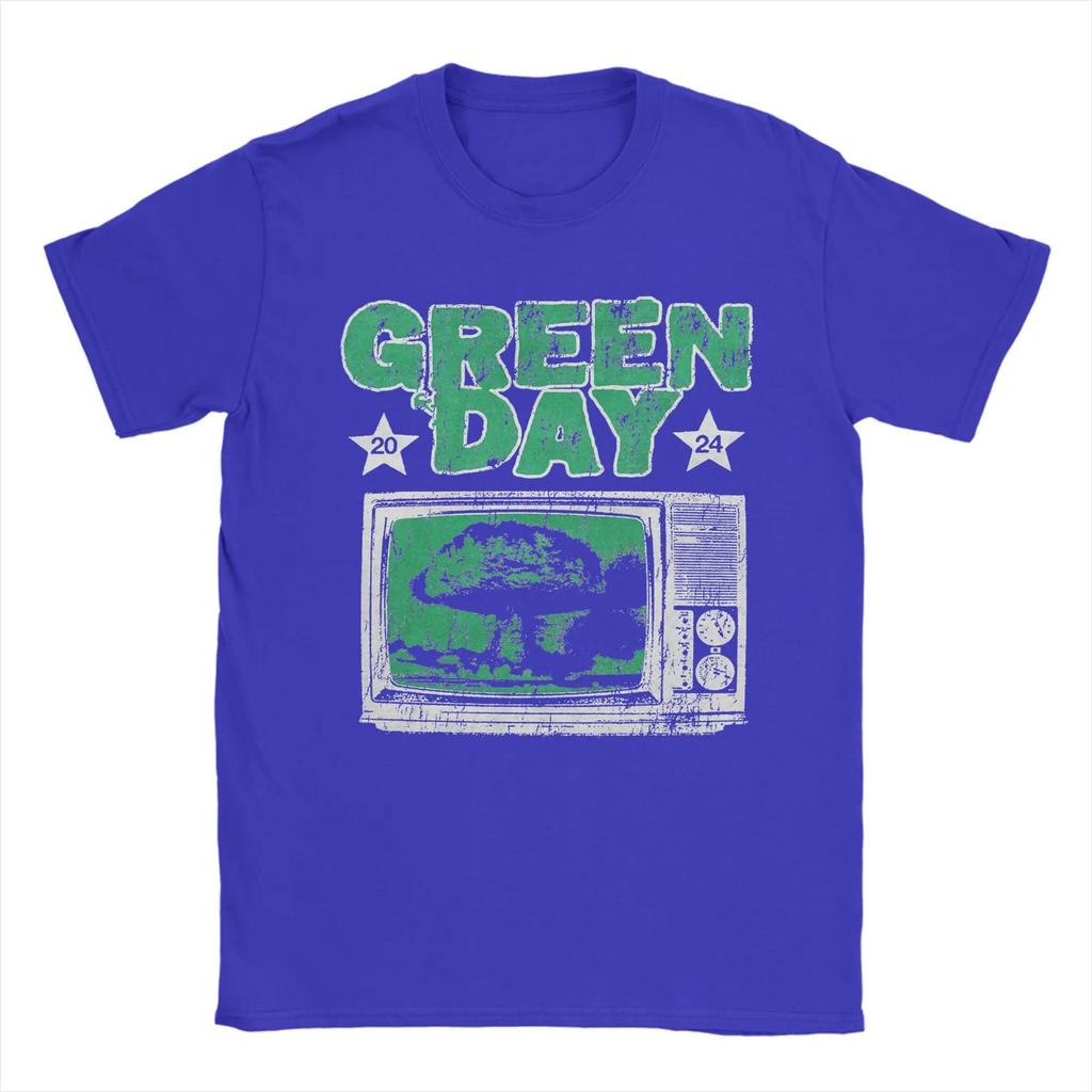 Green Day Band T-Shirts for Men Novelty Cotton Shirt Round Collar Short Sleeve T Shirt Plus Size Short Sleeves Plus Size Loose