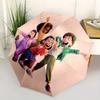 Meilin Mei Lee and Friends Cartoon Umbrella, Portable 3-Fold Compact Umbrella, Suitable for Camping, Hiking and Travel, Ideal Easter Birthda
