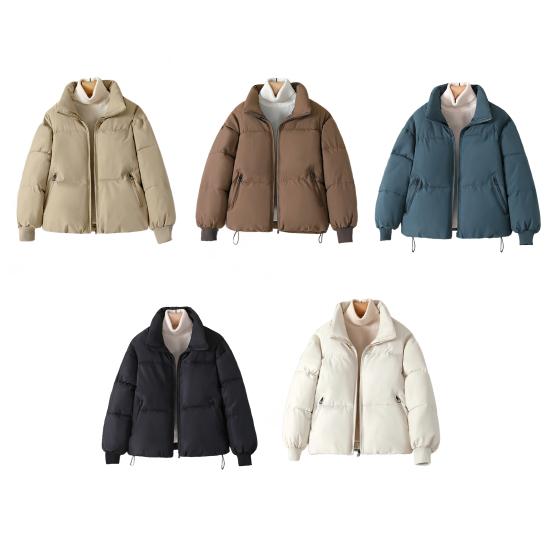 Women's Quilted Puffer Jacket Casual Baggy Zip Up Padded Down Coat Winter Thick Warm