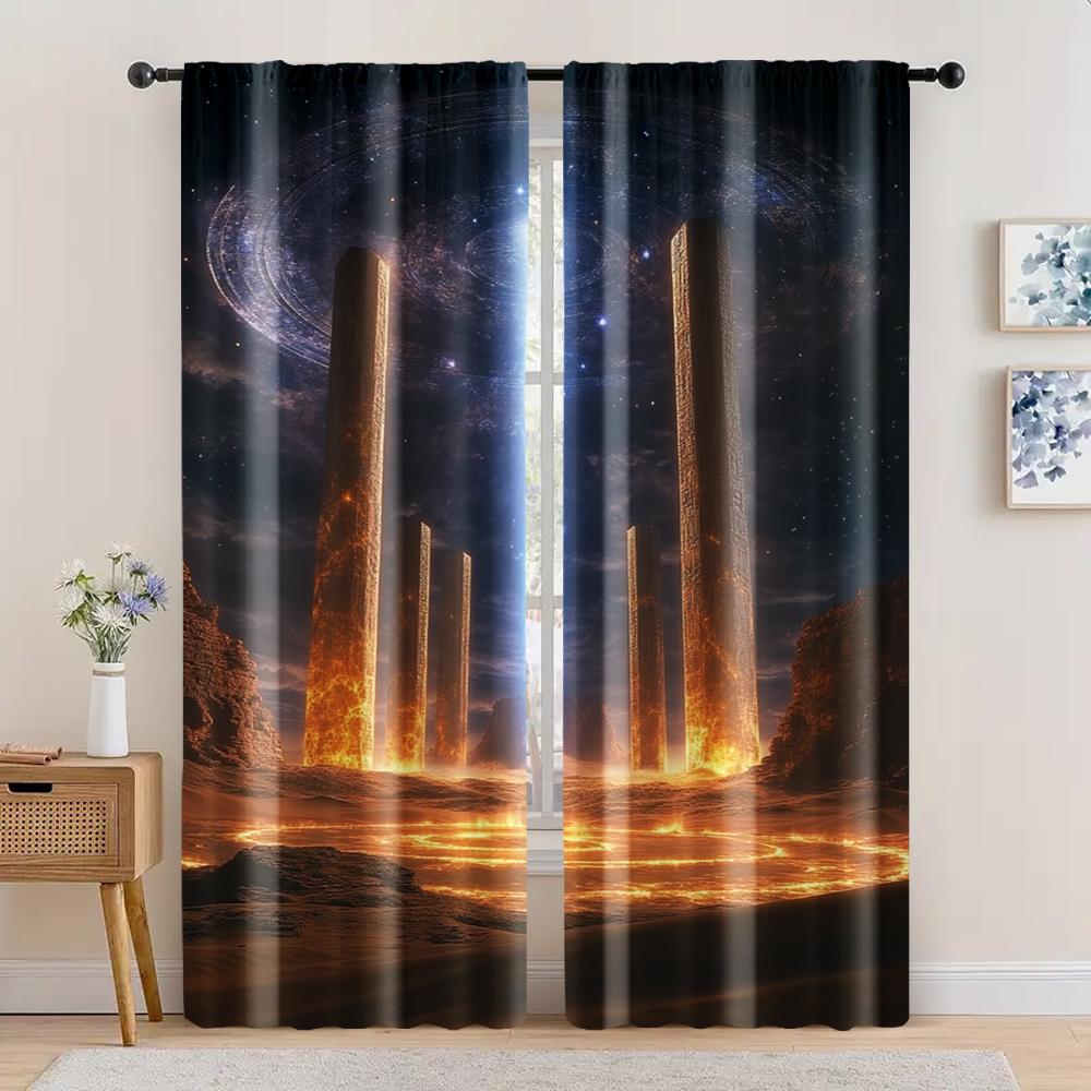 

2 шт., Оконные шторы Богемный пустынный пейзаж Защита приватности Весенняя вечеринка и праздничный декор для украшений 29x65in(75x166cm)