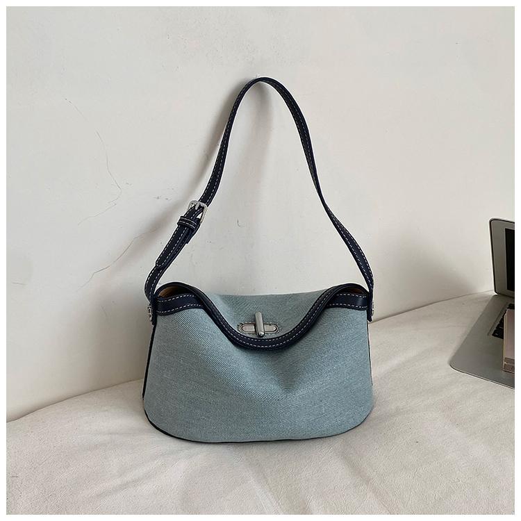 

Casual Ladies Underarm Bag Korean Style Mini Square Bag Simple Mother-Daughter Lock Metal Crossbody Shoulder Bag