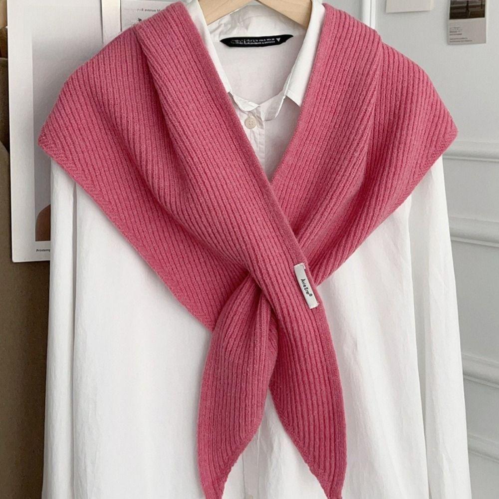 Neck Protection Triangular Scarf Solid Color Shawl Wrap Fashion Women Shawl British Style