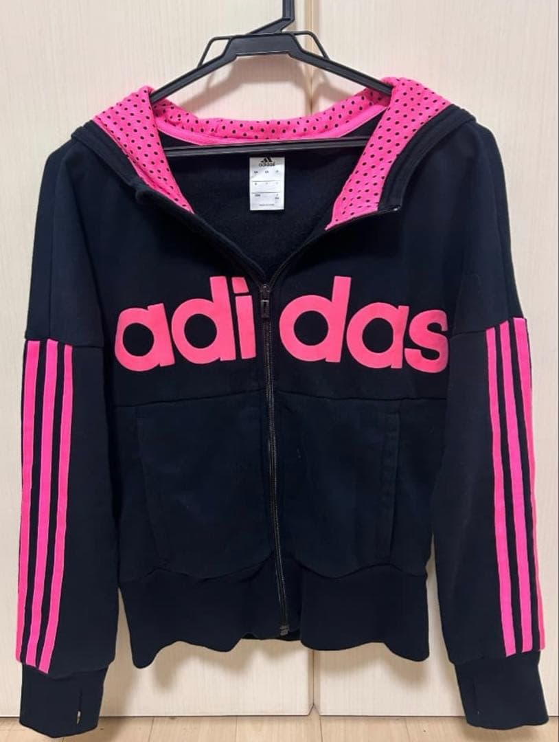 

[USED] adidas Zip Hoodie Black Pink Full Zip Hoodie S