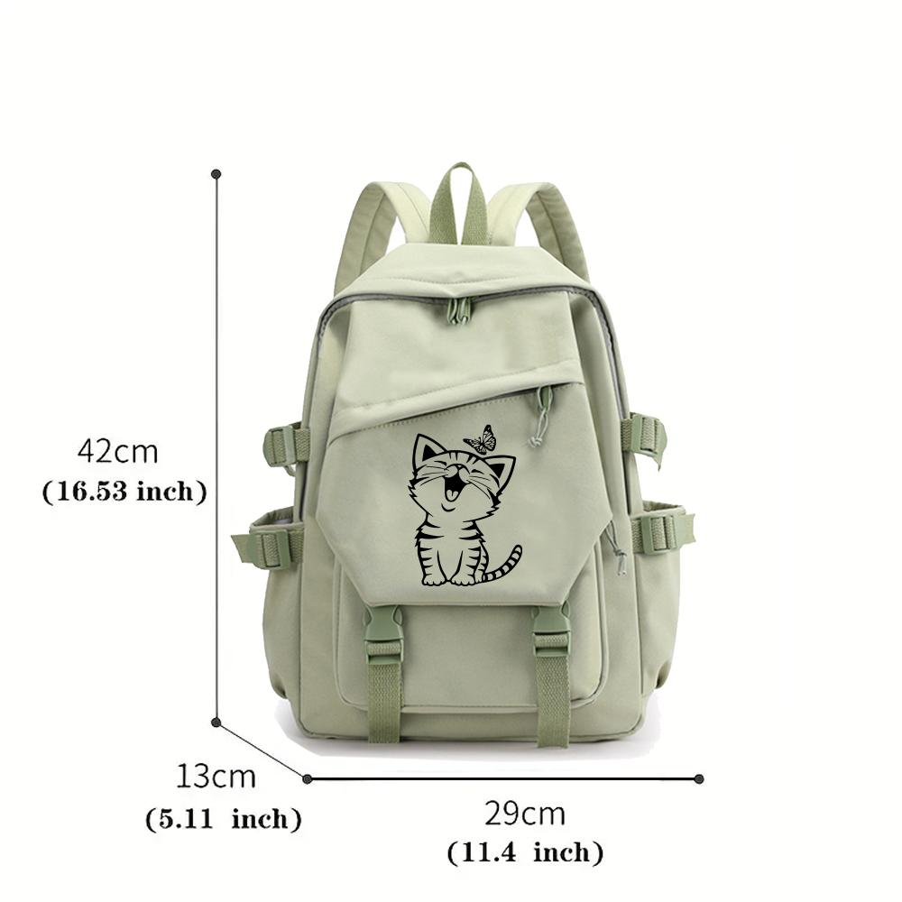 Cute Cat&Butterfly Print Backpack Women Girls Teenager Schoolbag Laptop Bags  Fashion Outdoor Bookbag