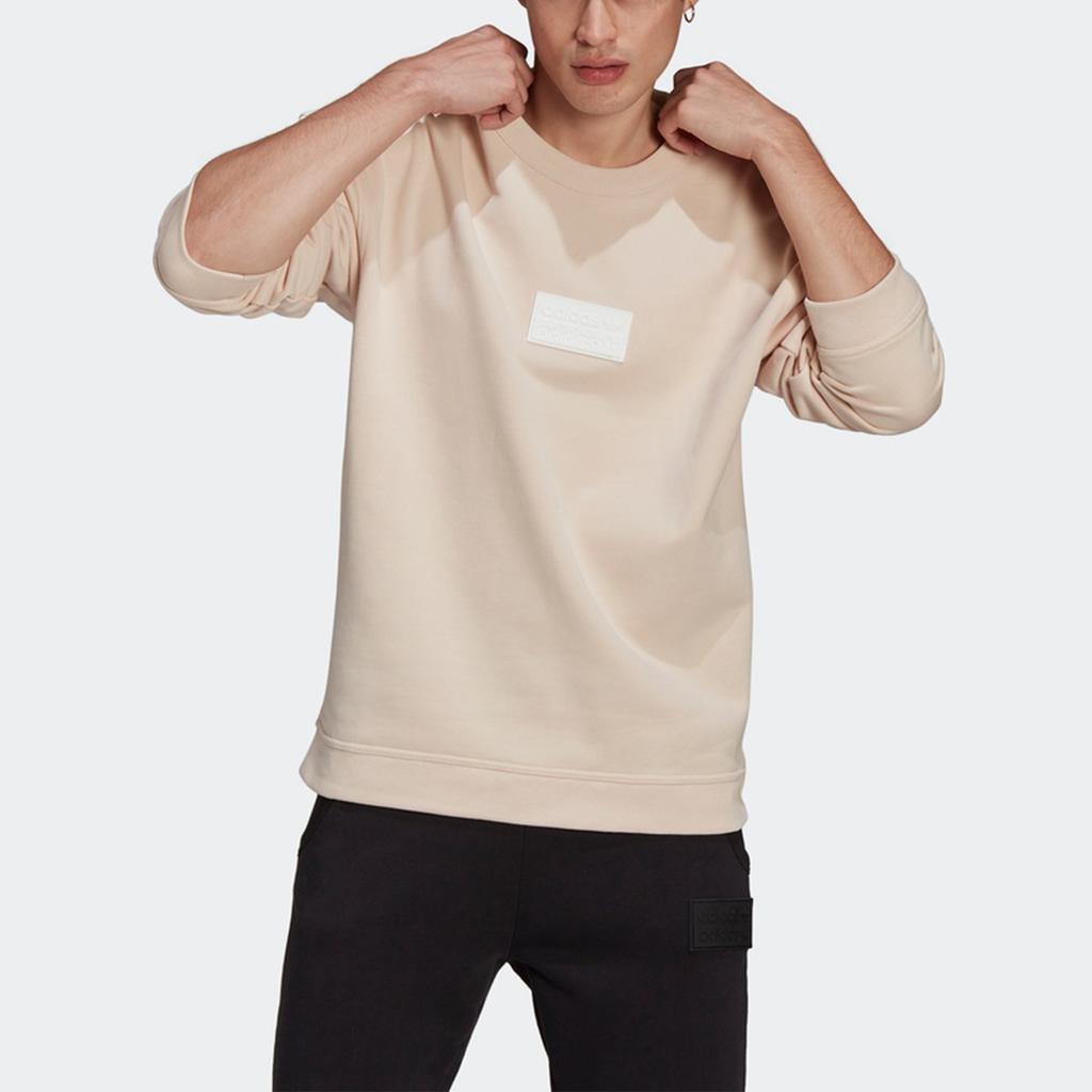 adidas Oryginalny Bluza z logo Trefoil Silikonowy Okrągły Dekolt Męskie Góry Ecru GN3290