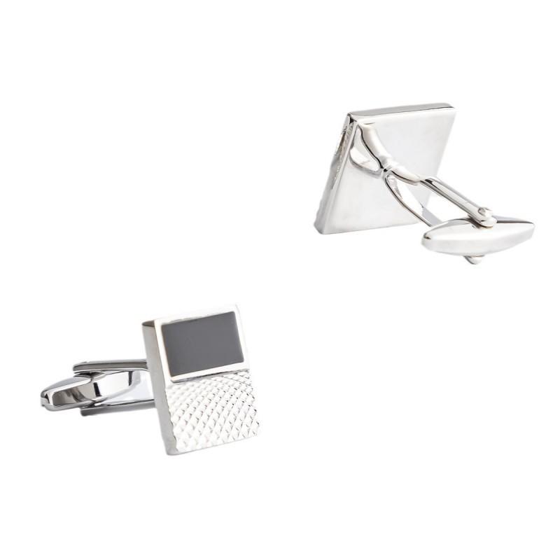 Square Dot Plated Silver Enamel Flower Metal Cufflinks French Shirt Copper