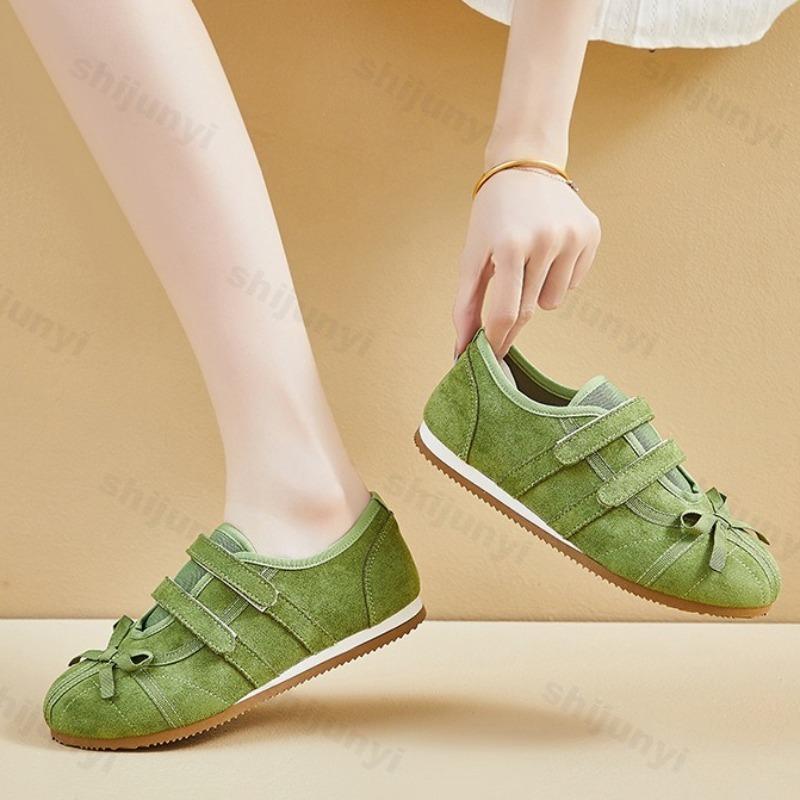 Mode 2025 Frühling Neue Elegante Schleifen Design Flachmündige Lässige Einzelne Schuhe für Damen Bequeme Atmungsaktive Low-Top Flache Sneakers