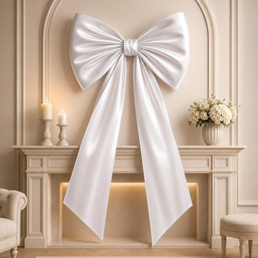 Elegant Large Christmas Bowknot Solid Color 50x130cm Xmas Tree Topper Bows DIY Creative Giant Ribbon Bowknot