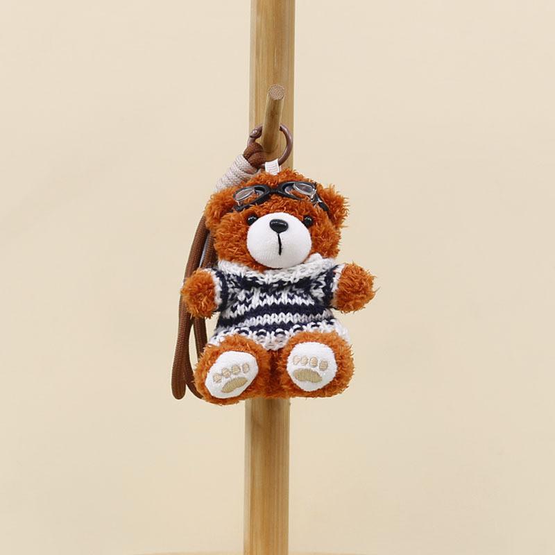 Cute Plush Bear Keychain Pendant With Goggles And Sweater Design For Collectors