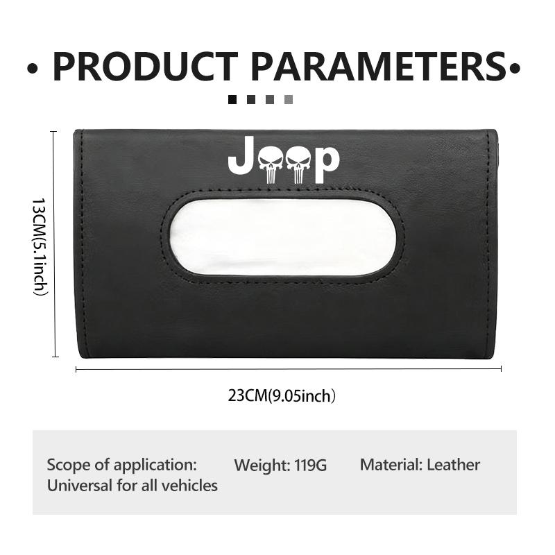 For Jeep Car Tissue Box Sun Visor Leather Tissue Box Interior Holder Storage Accessories Grand Cherokee Patriot Renegade Compass