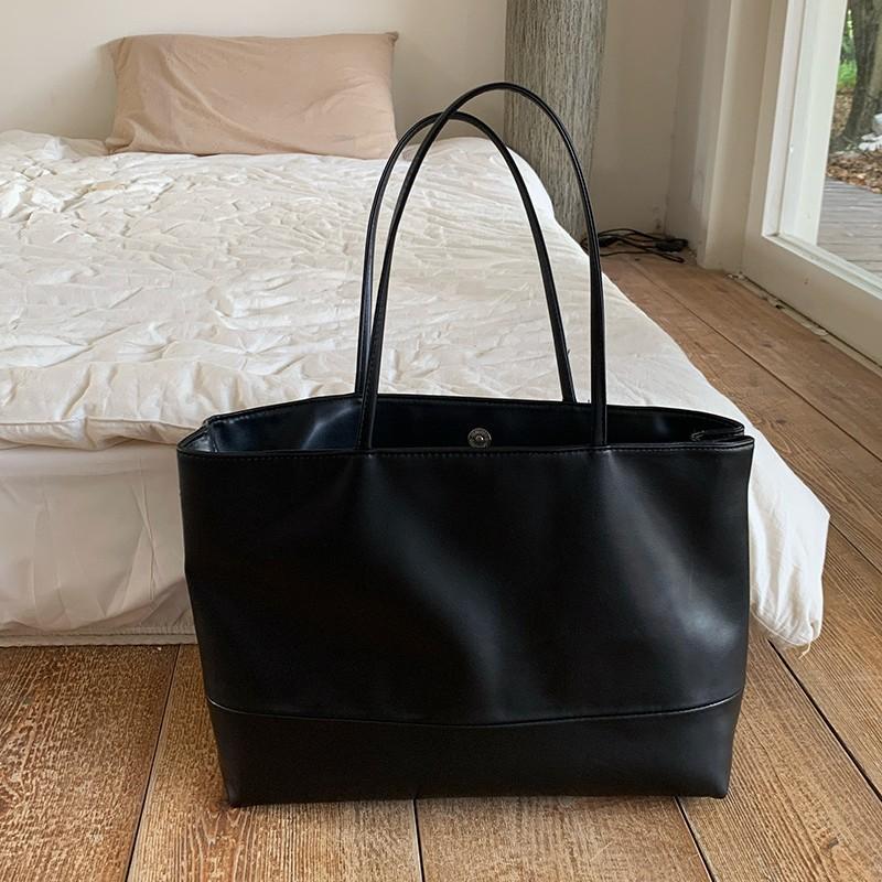Simple Korean Version of Soft Texture Leather Texture Large Capacity One-shoulder Commuting Bag Classic Brown Work Casual Armpit Tote Bag used for