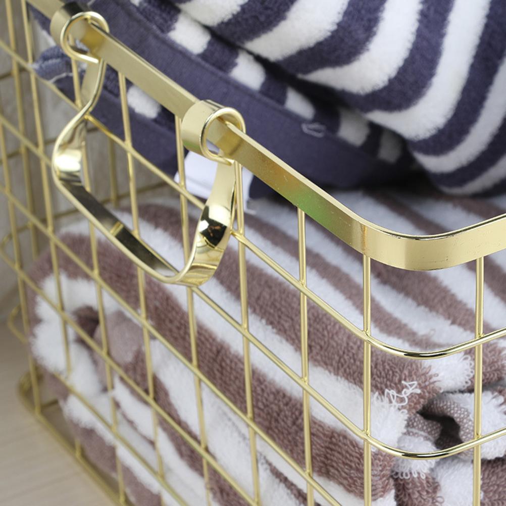 1pc Iron Storage Basket Multifunction Foldable Iron Basket Laundry Organizer Metal Basket Household Solution Kitchen Bedroom Use