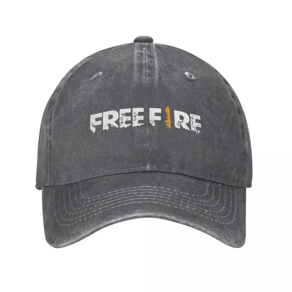 Free Fire Baseball Cap Vintage Distressed Denim Freefire Shooting Game Snapback Hat for Unisex Women Outdoor Workouts Caps Hat