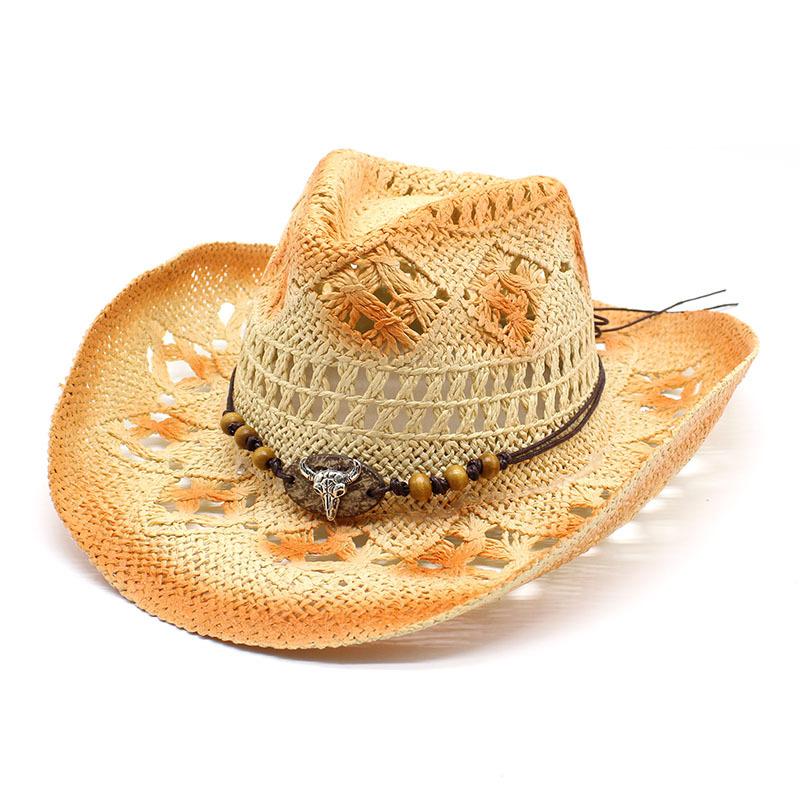 Scenic Outdoor Beach Ethnic Style Western Cowboy Hat Sunscreen Sunshade Straw Hat Jazz Top Hat Hat