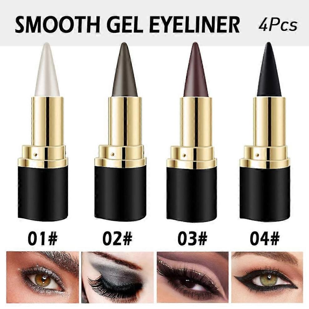4PCS Black Gel Eyeliner Stick, Eyeliner Pencil Waterproof Smudge Proof Eyeliner Pen, Face Paint Stick Halloween Makeup Set for Women