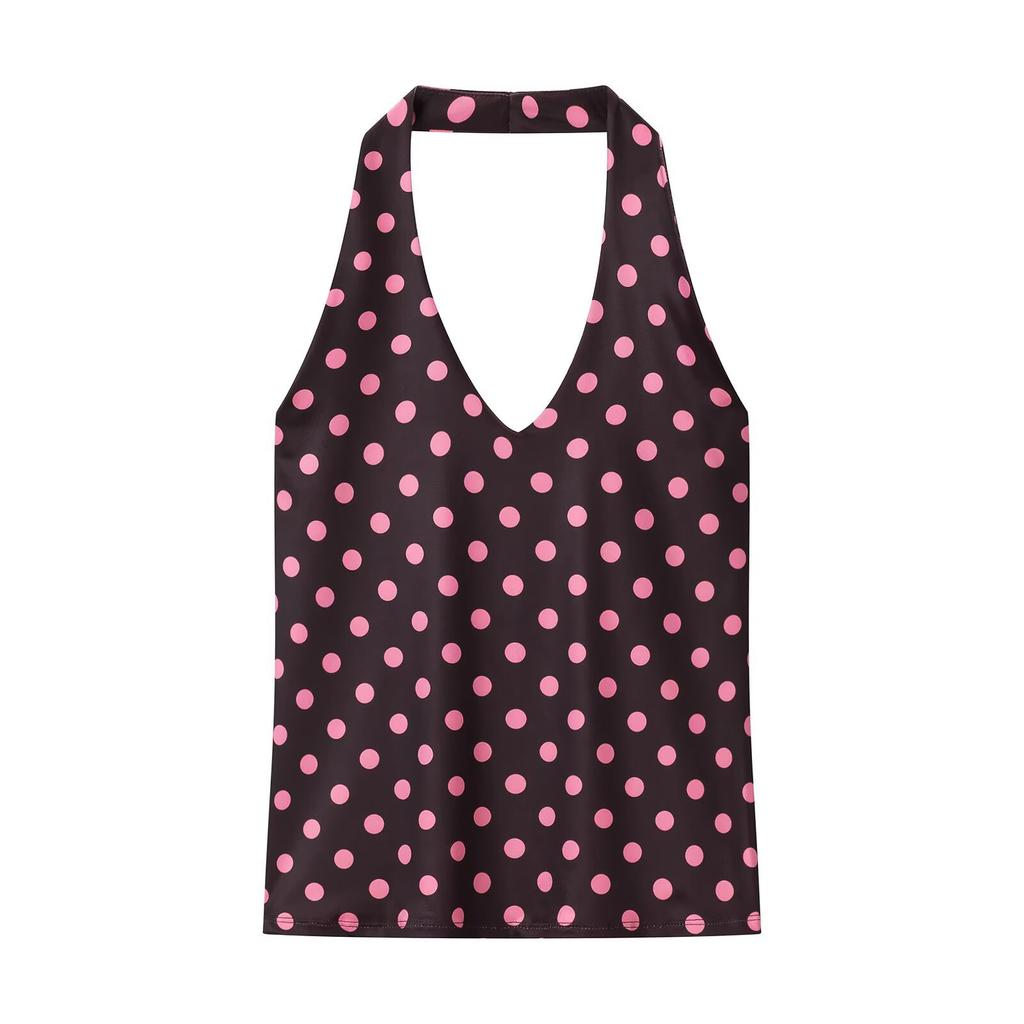 European and American Style, New Women's Clothing, Versatile, Fashionable Polka Dot Neck Collar Top 5644037