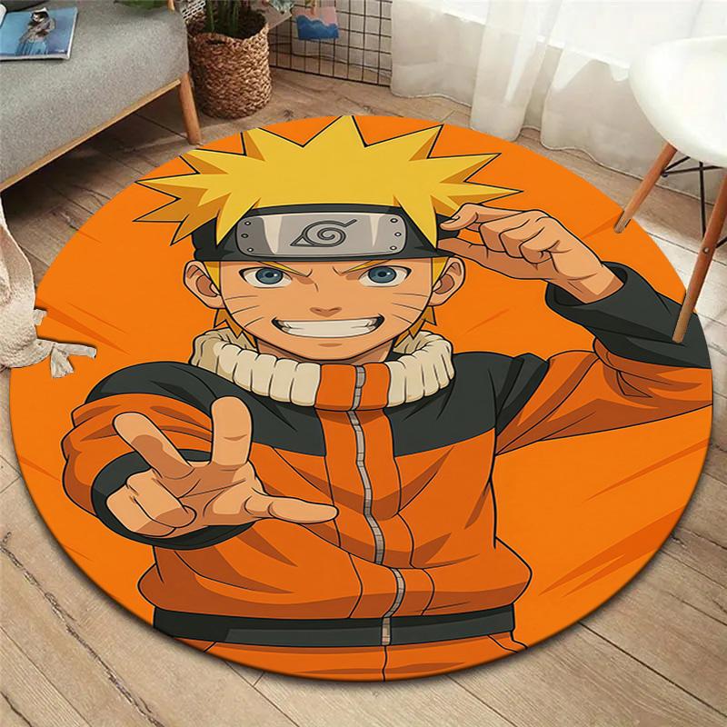 Naruto Poster Round Area Rug Carpet Rug For Living Room Bedroom Sofa Playroom Decor Nonslip Floor Mat