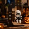 Halloween Celebration Accessories Funny Swing Ornament, Witch/Skeleton/Mummy/Pumpkin Ghost Sitting on Reusable Theme Props Reading Book Figurine