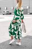 2023 European & American Style Printed Shirt Dress with Pockets - Casual Autumn Long Skirt with Tie