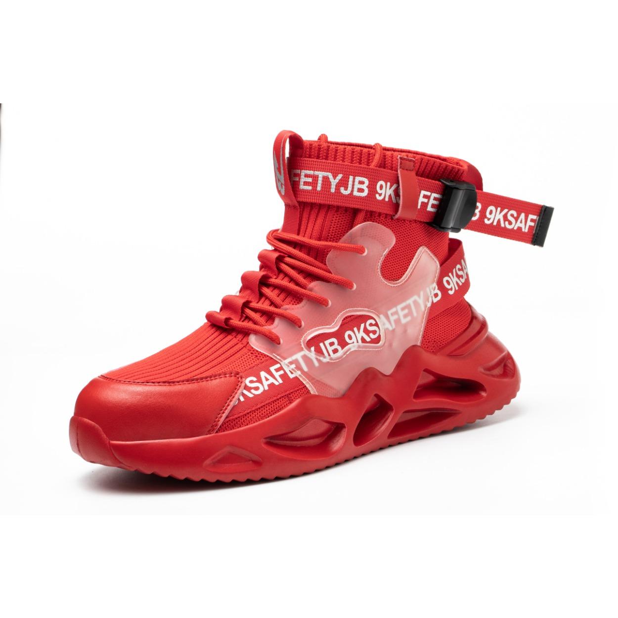 

Недорогая промышленная водонепроницаемая трикотажная обувь с защитой от усталости и скольжения для мужчин 11 красный