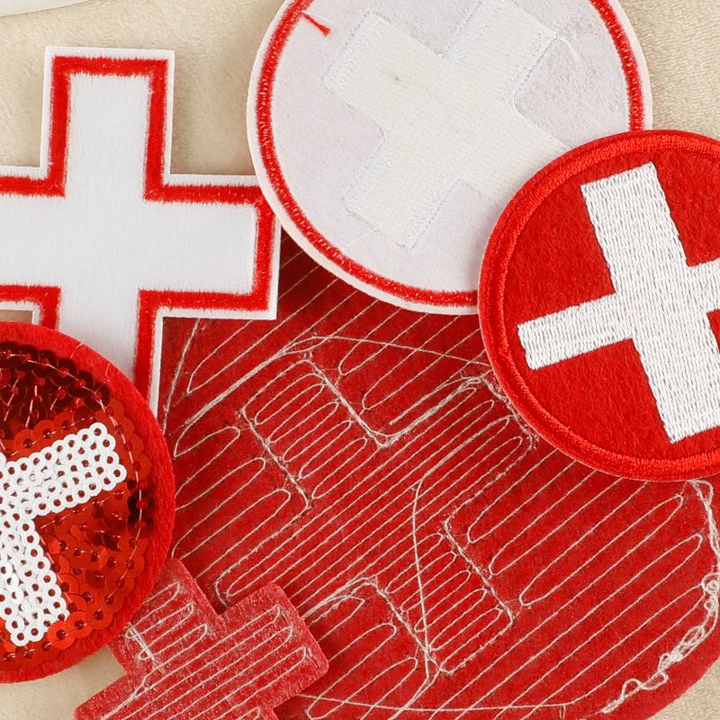 Embroidery Label Shoes and Hats Heart-shaped Cross Round Badge Embroidery Sticker Patch Sticker Clothing Accessories Cloth Sticker