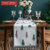 1PC Nuan Series American Rural Square Table Runner, Christmas Elk Pine Tree Pattern Table Flag for Kitchen Dinner Table Home Decor