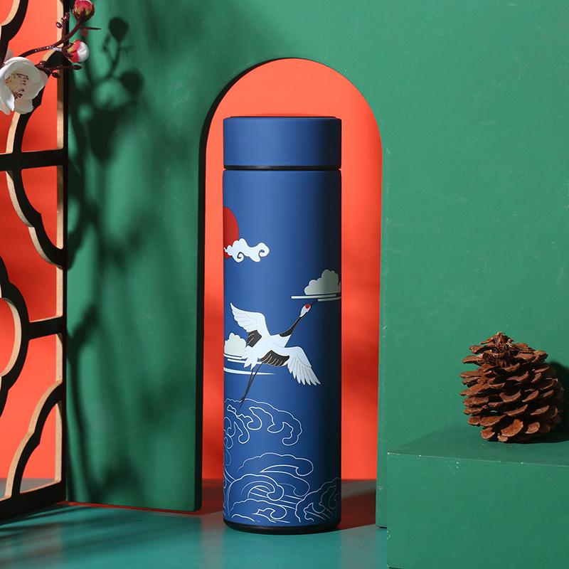 China Wind 304 Stainless Steel Thermos Cup Digital Display Water Cup Intelligent Temperature Measuring Multifunctional Teacup