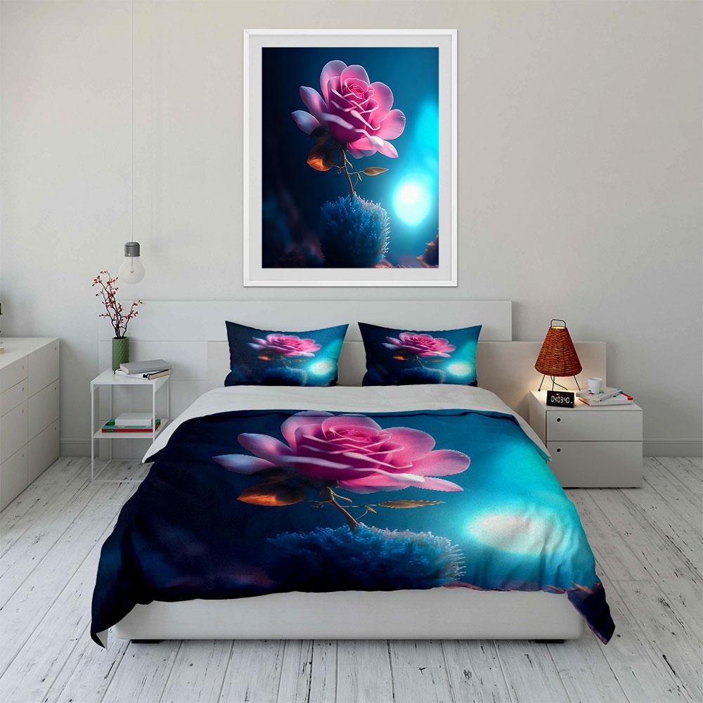 Romantic Rose Decoration Set Soft Comfortable Duvet Cover Bedding Set Included 1*Duvet Cover & 2*Pillowcases, Gift