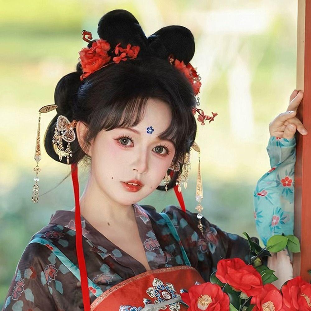 Chinese Style Hanfu Wig Headband Vintage Headwear Retro Hair Chignon Ancient Hanfu Wig  Photography