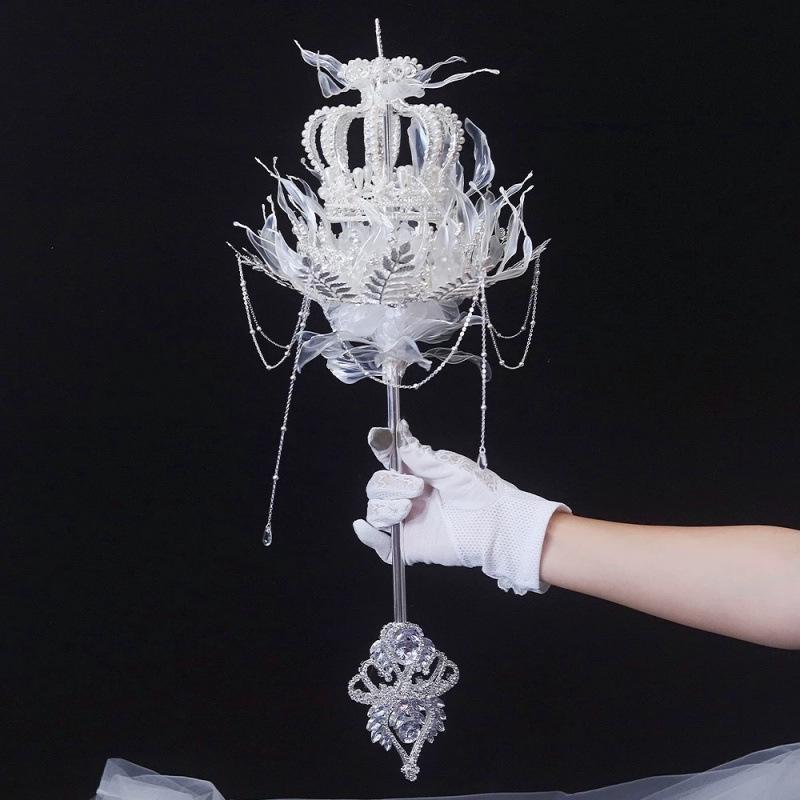 Bridal Crown and Scepter Bouquet Set - Handmade Gift for Bestie