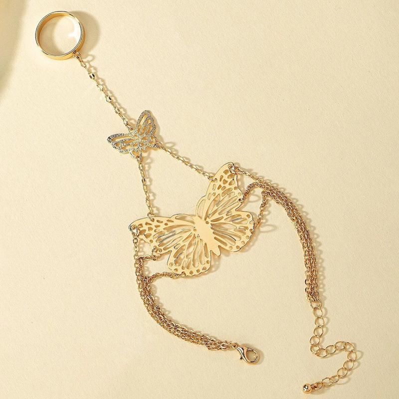 Baroque Style Butterfly Bracelet-Ring Combo in Retro Court Fashion