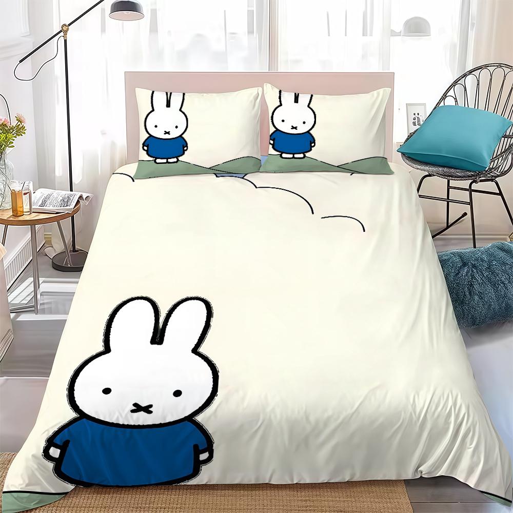 M-Miffys Kawaii Duvet Cover Set Home Style Bedding Soft Laundry Cotton Bed 3 Piece Set Student Dormitory Gift