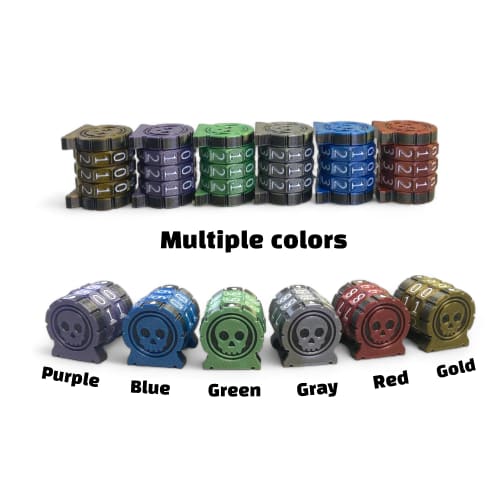 Lixusia Life Counter/Health Tracker for Board Games, TTRPGs, and Card Games, Features a Skull Symbol, MTG Compatible, and Includes 3 Gold Wheels and W