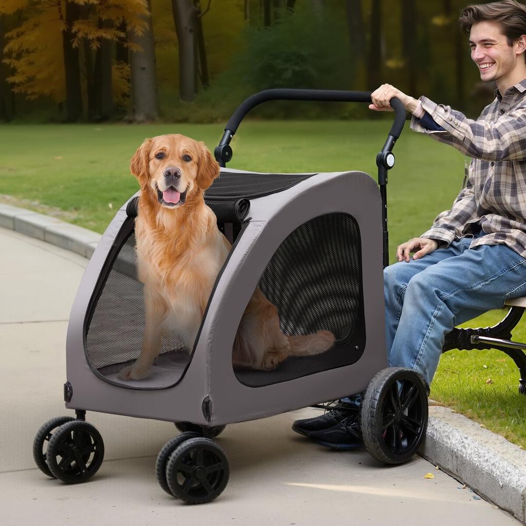 Wózek dla zwierząt 4 koła Pies Stroller Carrier Pojemność 160lbs Przenośny