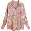 Ur Spring New Women's Silk Satin Texture Printed Shirt