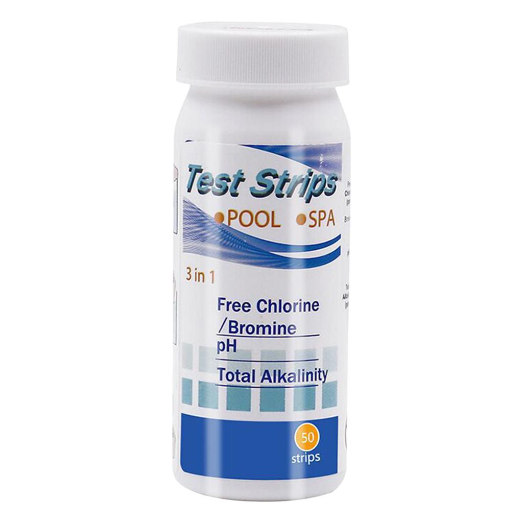 3-In-1 Pool Water Test Strips PH Chlorine Alkalinity Bromine Hardness Hot Spring Water Testing 50 Strips Per Bottle
