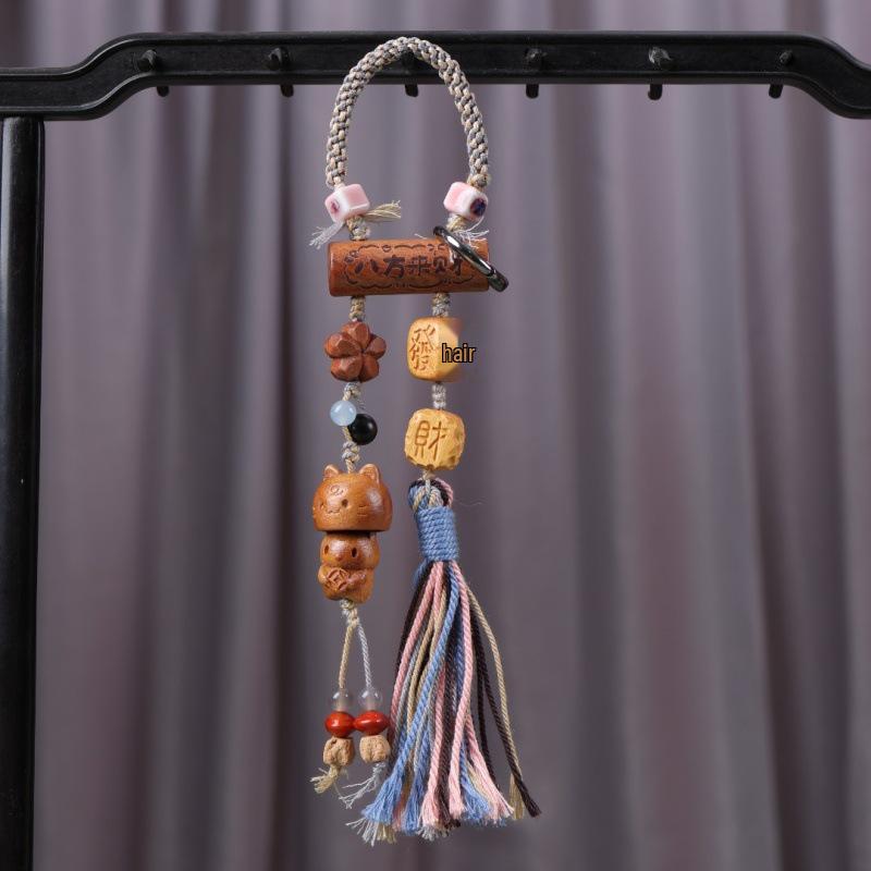 Golden Sandalwood Cute Star Gourd Car Pendant for Peace