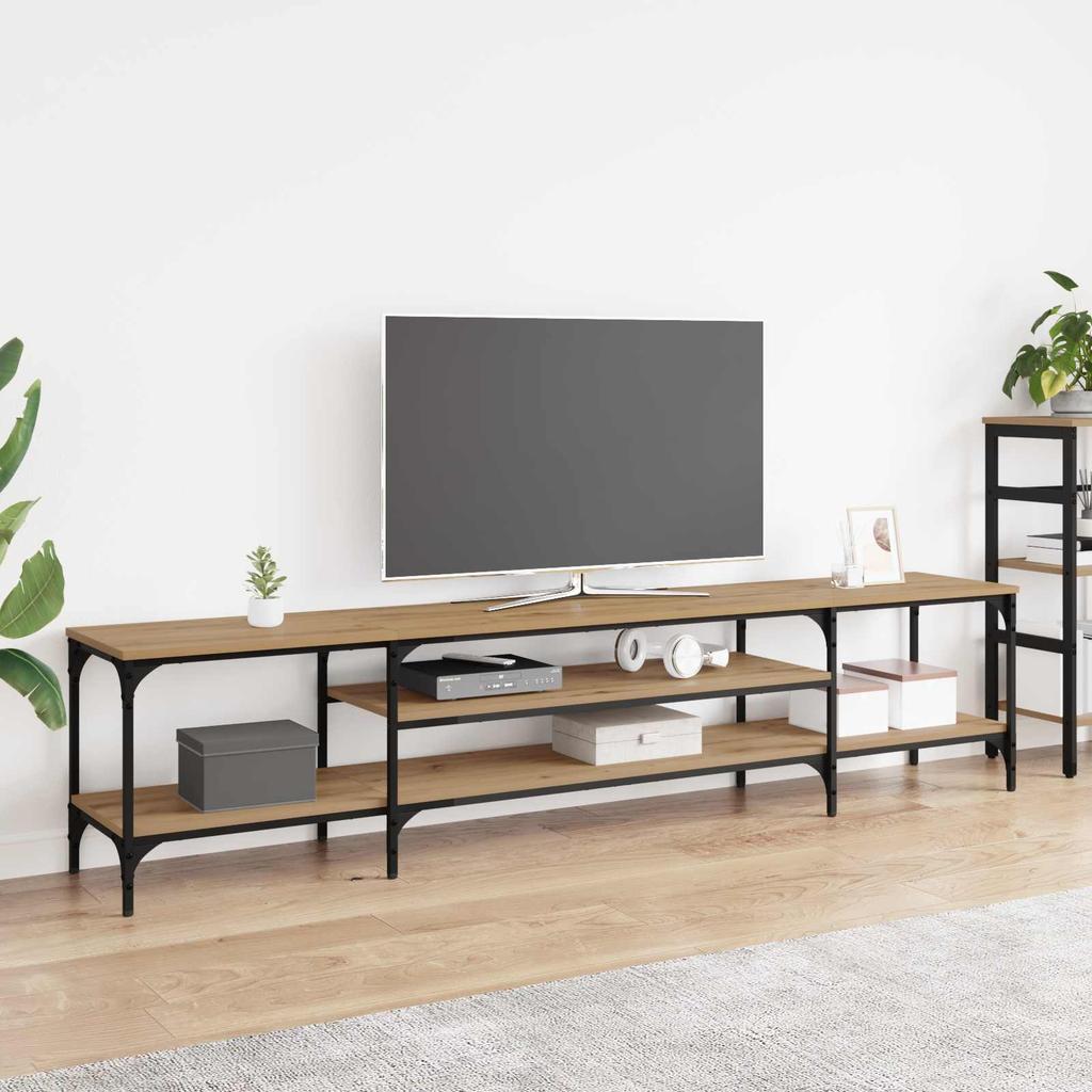 TV Stand Artisan Oak 201 X 35 X 45 Cm Engineered Wood and Iron