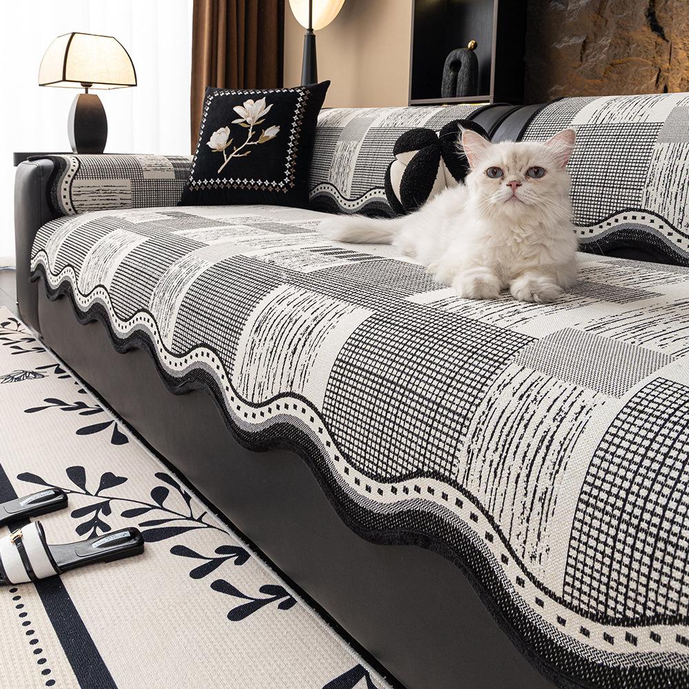 

Премиальные Роскошные Всесезонные Чехлы на Подушки Дивана Нескользящие Льняные Хлопковые Декоративные Чехлы на Диван Накидки на Диван Декоративные Подушки 70 x 70cm чёрный