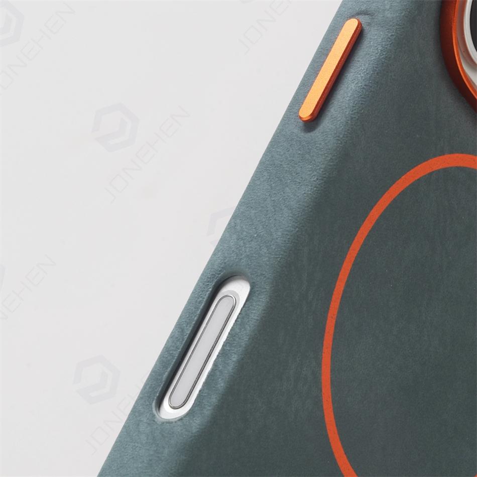 For Premium Leather Magnetic Case for For Iphone 17 Air 16 14 1 13 16 Pro Max Alloy Len Shockproof Skin Texture Scrub Cover