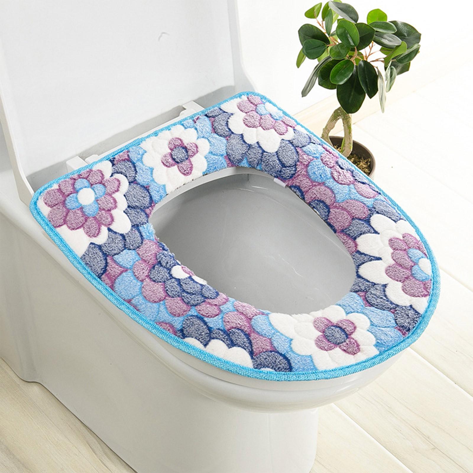 

Водонепроницаемая универсальная большая подушка для сиденья унитаза из кораллового бархата с липкой пряжкой, чехол для сиденья унитаза, бытовая подушка для сиденья унитаза One Size синий