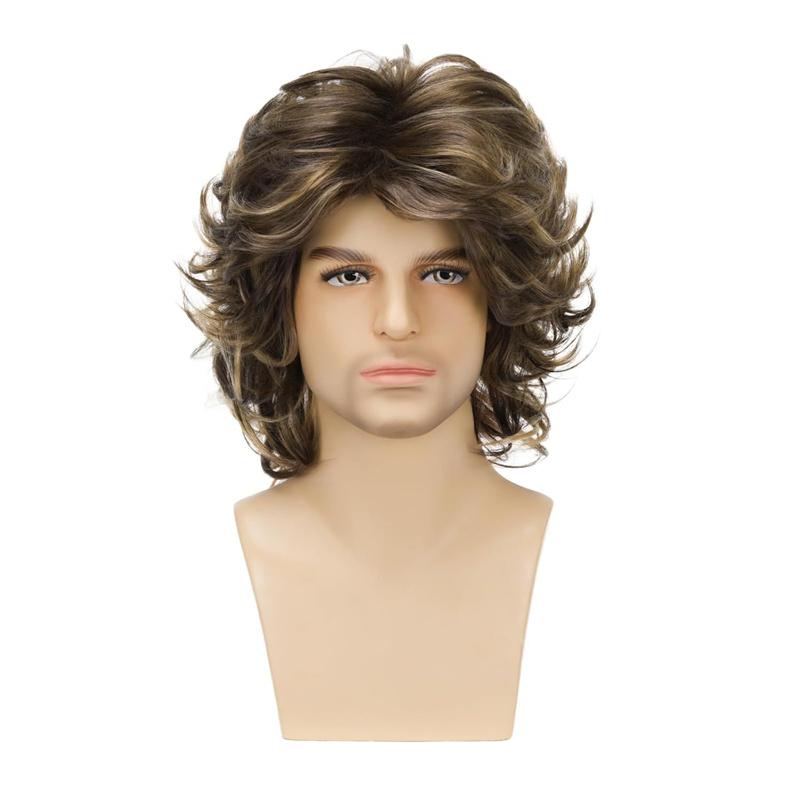 

Синтетический парик мужской короткий кудрявый омбре от темных корней к коричневому блонду с челкой, натуральная прическа, парик для мужчин на каждый день, для косплея, для вечеринки