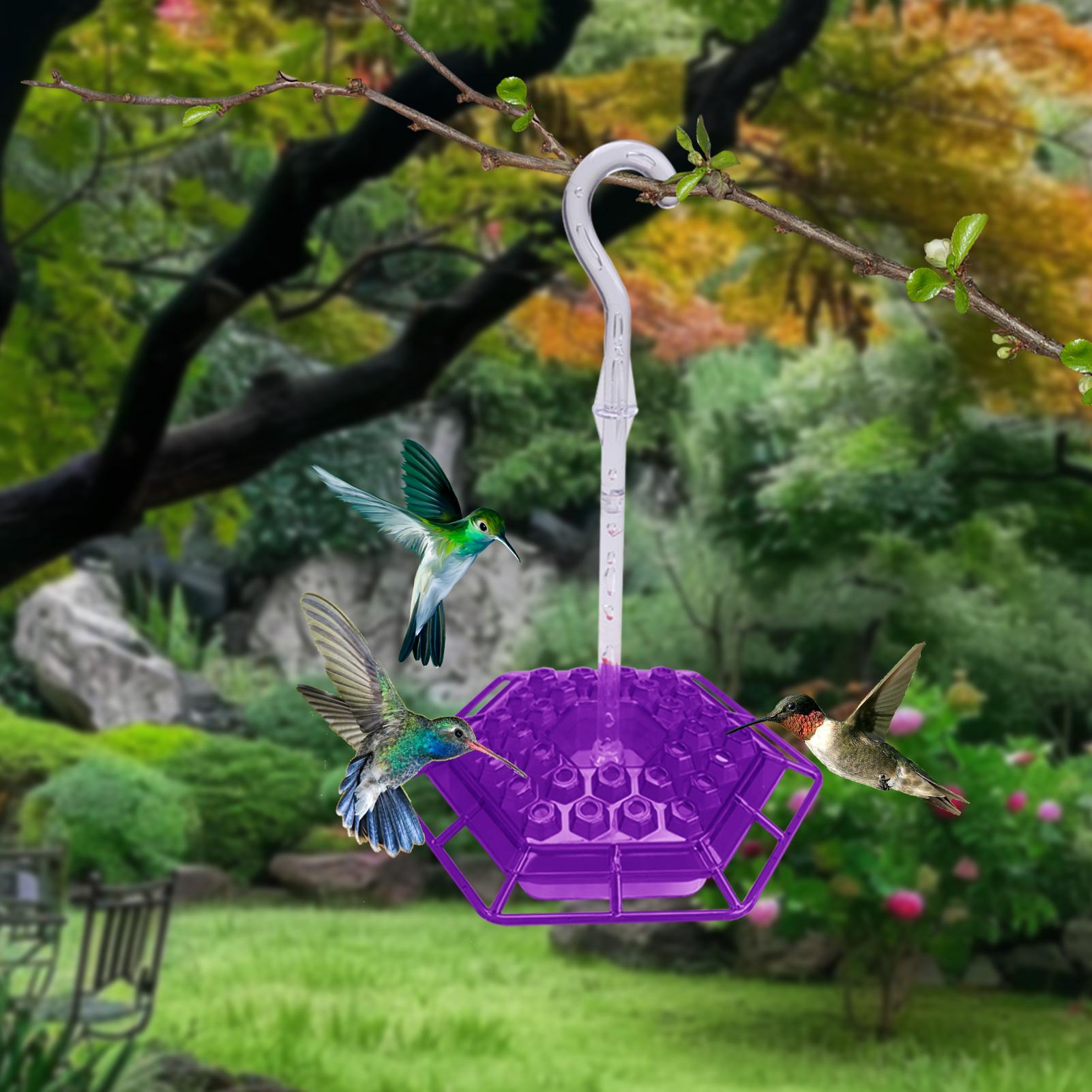 

30 портов для кормушек Sweety Hummingbird Feeders для украшения двора на открытом воздухе, защита от муравьев и пчел, садовые принадлежности для домашних птиц 1PCS фиолетовый
