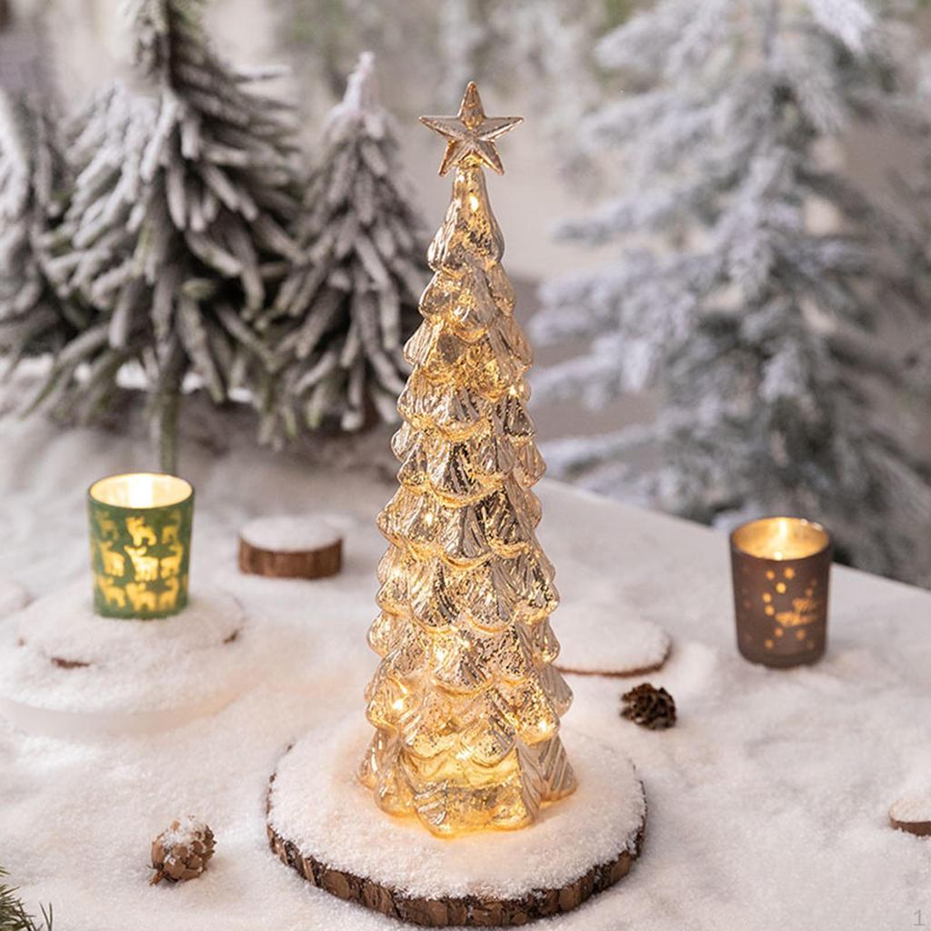 Szklana Figurka Choinki Dekoracja Dekoracyjna Podświetlana Stołowa na Kominek