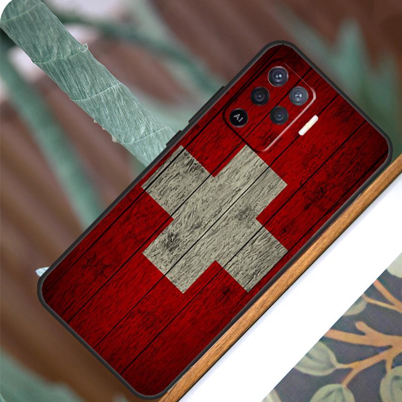 Switzerland Swiss Flag For OPPO A53S A57S A54S A38 A78 A58 A79 A15 A17 A77 A16 A76 A96 A52 A72 A5 A9 A94 A74 Case