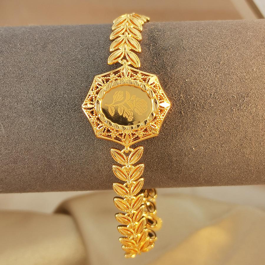 Vintage Kamelie Vergoldete Kupfer Damen Armbanduhr