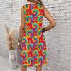 Plus Size V Neck Sleeveless Dress Creek Side Tree Shade Watercolor Print For Courtyard Leisure Time